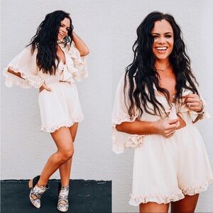 ⭐️NEW⭐️ MAVERICK The Collection Cream Ruffled Romper